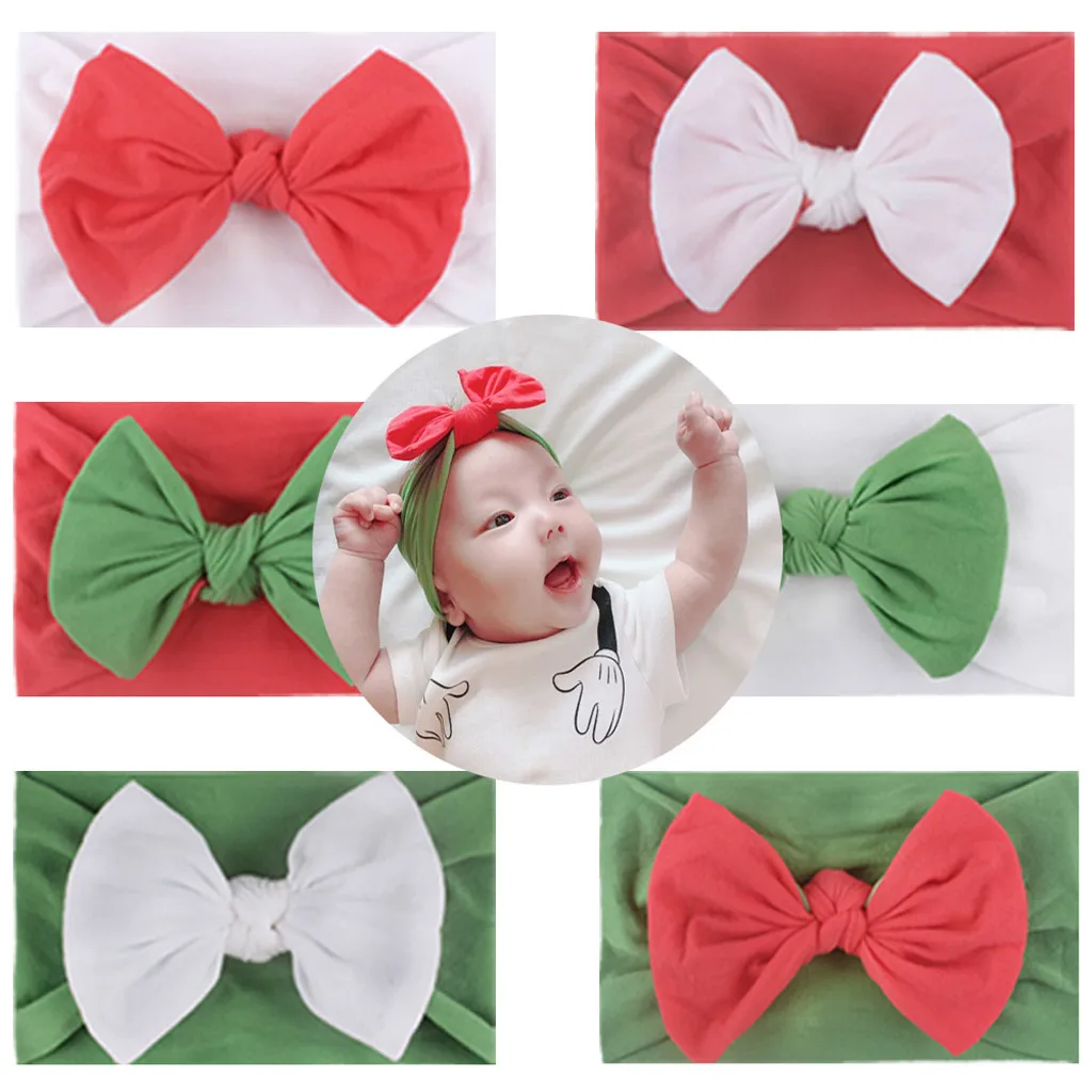 

Новорожденные рождественские головные повязки для маленьких мальчиков и девочек Однотонные детские рождественские подарки