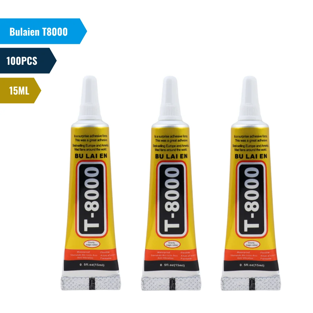 100PCS Bulaien T8000 15ML Clear Contact Phone Repair Adhesive Electronic Components Glue With Precision Applicator Tip