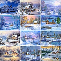 diy snow scenery 5d diamond painting full squareround drill embroidery cross stitch kits resin winter landscape home decor
