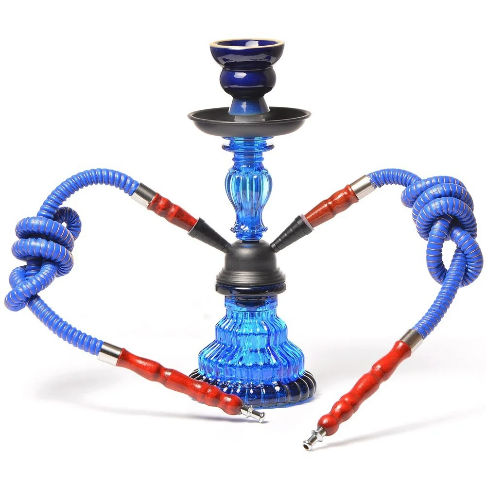 

Hookah Set Double Tube Glass Shisha Pipes Accessories Complete Bong Smoking Kaloud Full Stove Mouthpiece Hose Portable