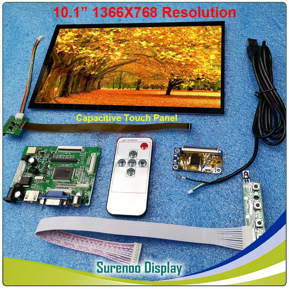 10.1" 1366*768  Resistive Capacitive LCD Module Monitor Display Screen Touch Panel with HDMI-Compatible VGA AV Board