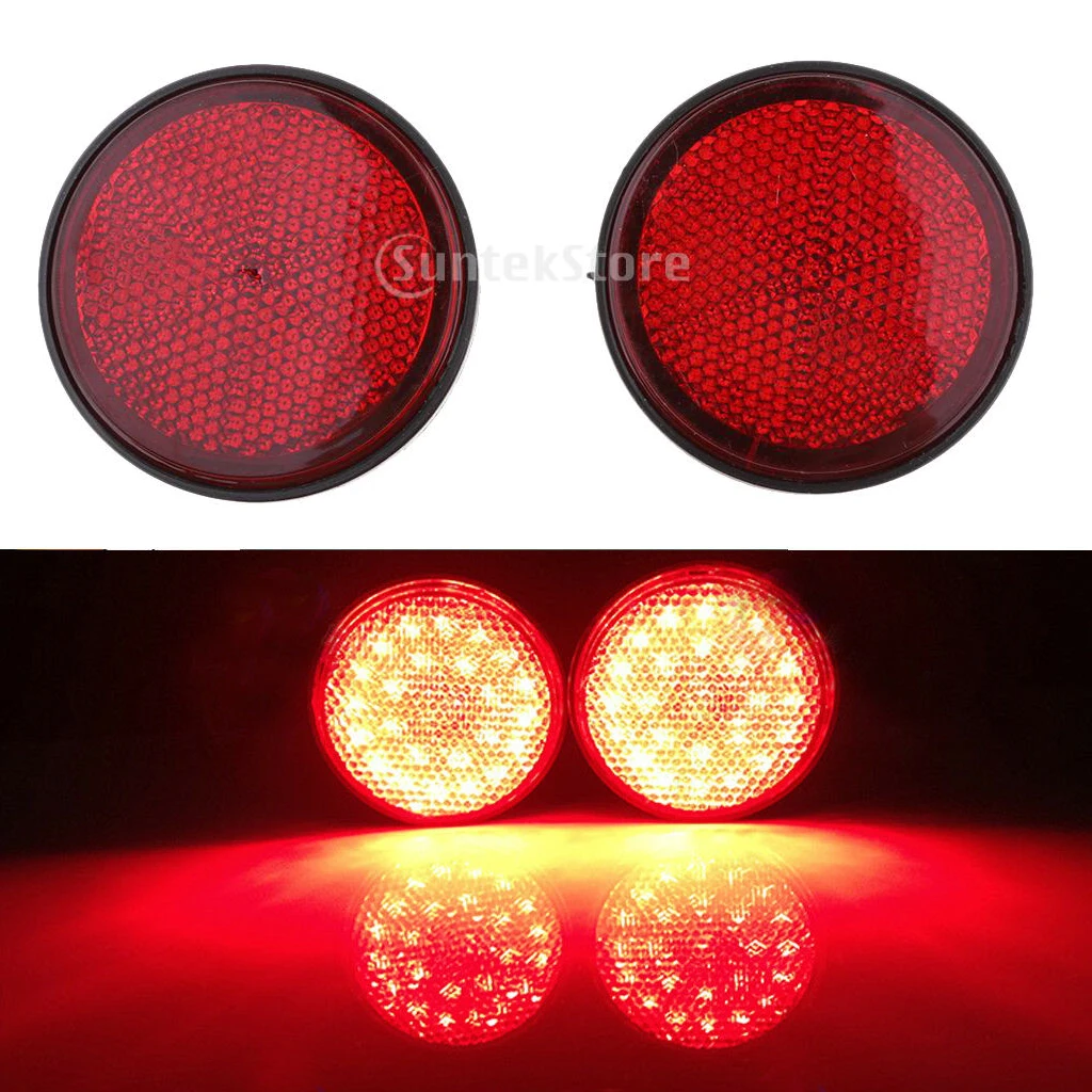 

2Pcs Motorcycle Motorbike Scooter ATV Dirt Bike Plastic Round Reflective Reflectors