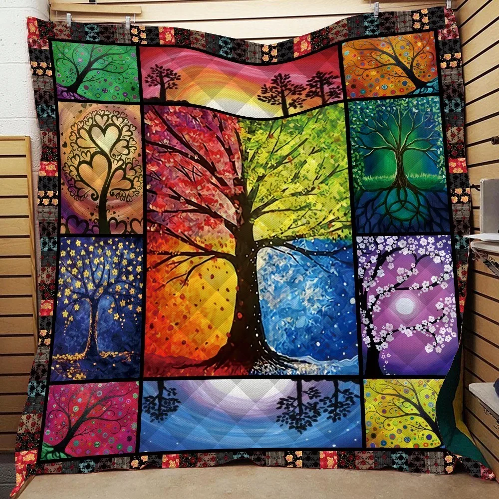 

Tree night Sky Printed Home Sofa Cover Quilt Queen Size Kids Adult Warm Blankets For Beds Soft Sofa Outdoor Camping Quilt