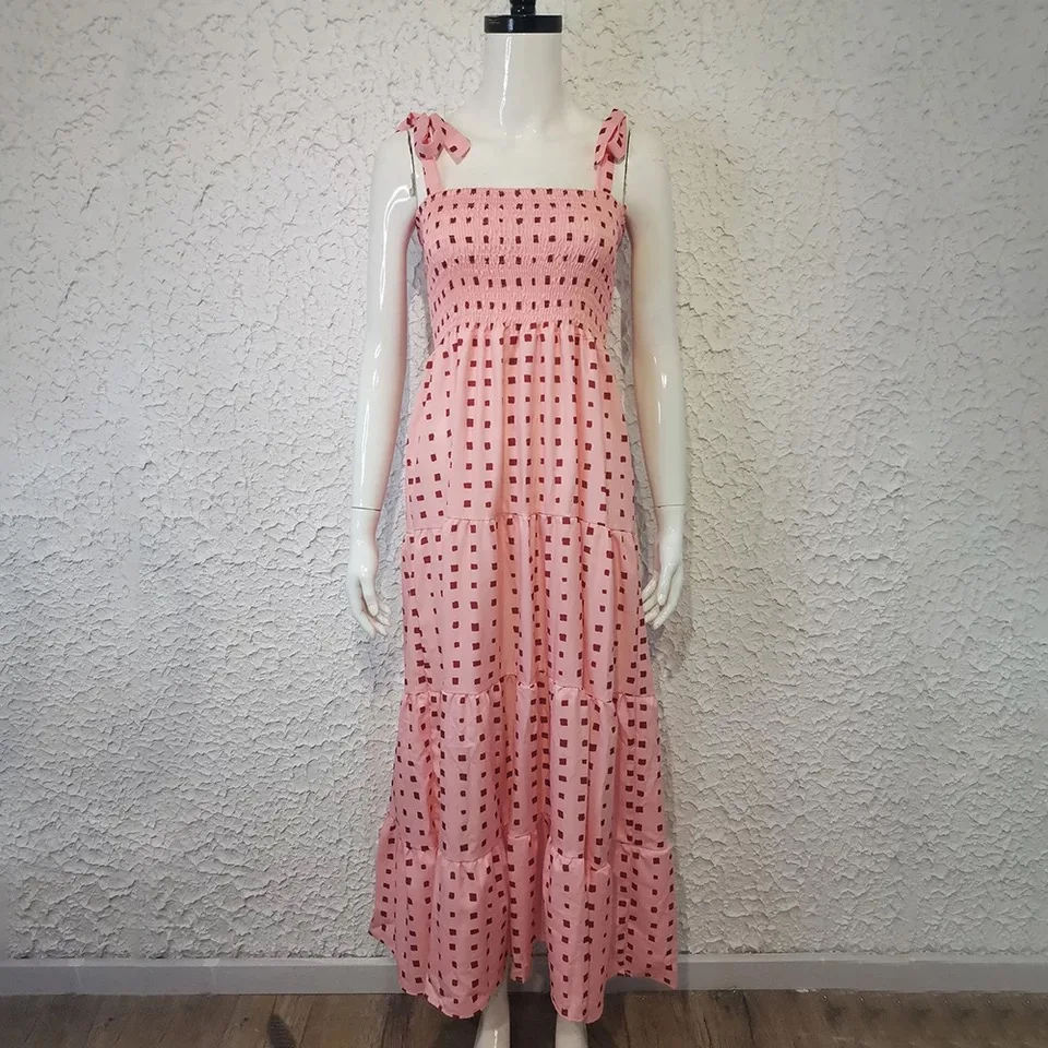 

2021 Summer New Fashion Ladies Square Neck Sling Print Sexy Halter Neck Beach Skirt Ladies Casual Holiday Dress