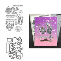 2pcslot birthday unicorn clear stamps and dies new 2021 bundle cute unicorn cupcakes sentiments stamps for diy scrapbooking
