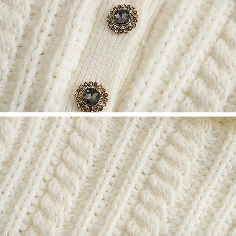 Винтажный женский свитер с пышными рукавами белый осенний Повседневный короткий