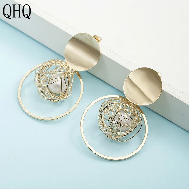 QHQ drop earrings jewelry dangle female accessories geometric crystal bride pearl rhinestone gifts boho jewels | Украшения и