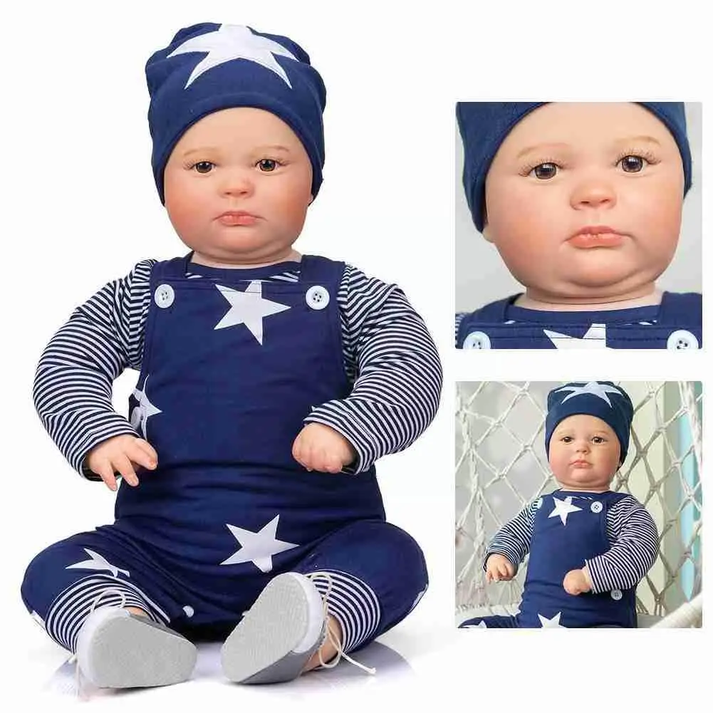 

25 Inch RB81 Silicone Baby 60CM Cute Doll Set Lifelike Toys Kids Silicone Girl Birthday Gifts Body Playmate Cotton B2B0