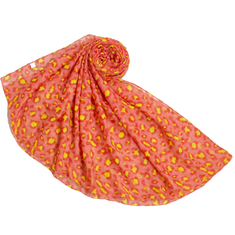 Легкий мягкий женский шарф зимний теплый модный из полиэстера с леопардовым