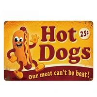 retro metal tin sign vintage hot dogs our meat cant be beat food aluminum sign for home coffee wall decor 8x12 inch