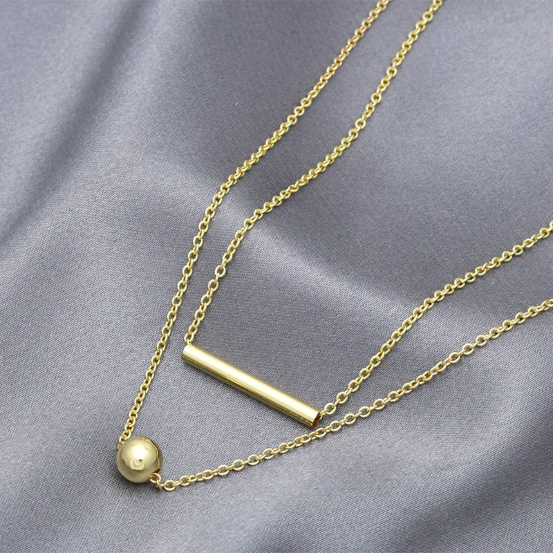

2021 Fashion Jewelry Women Necklace Korean Fashion Non-Tarnish Mutli-Layer Long Choker Chain Necklace Set