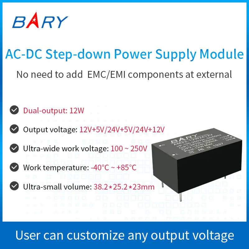

AM22-12W AC-DC Buck Module Dual Output 110V~220V To 12V+5V 24V+5V 24V+12V isolated Module Switch Power Supply Module