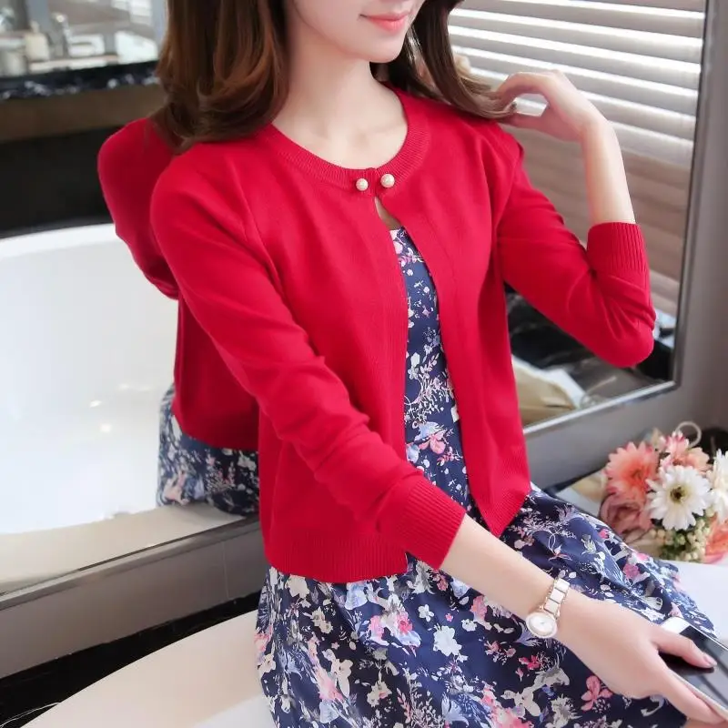 iClosam Loose Cardigan Women Long Sleeve Knitted Sweater Pearl Button Cute Kawaii Cropped Cardigans Vintage Korean |