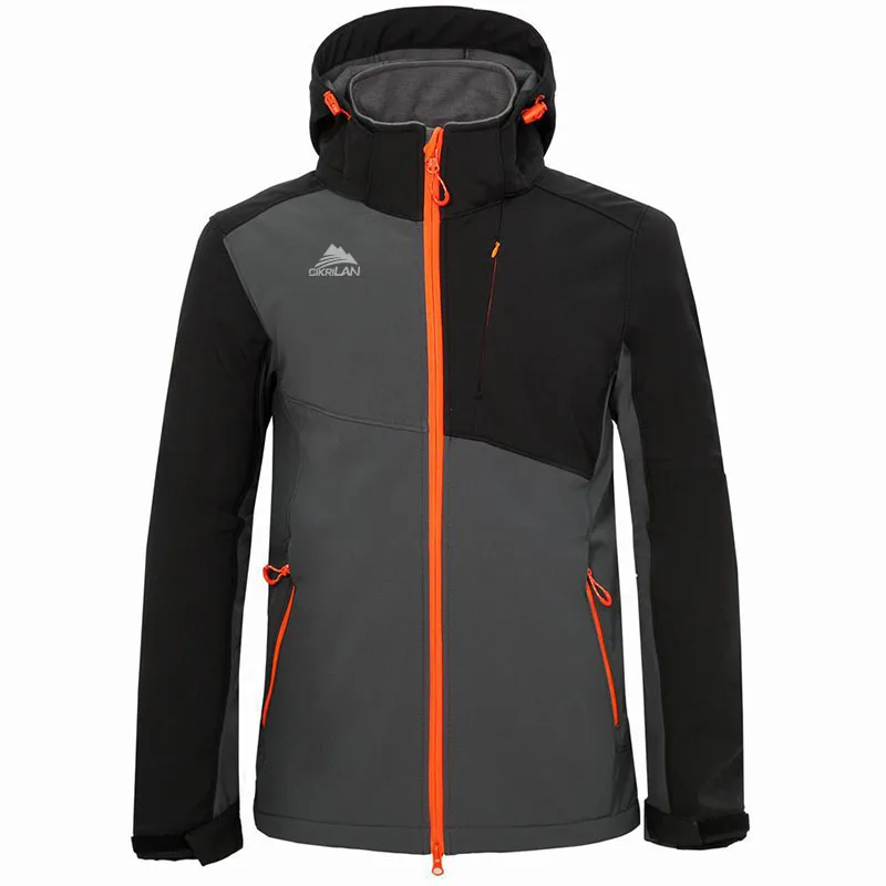 Для мужчин s мужская одежда на открытом воздухе SoftShell спортивные куртки для детей с капюшоном и шорты для женщин дышащие водонепроницаемые для походов, альпинизма, туризма, куртка Для мужчин Подкладка из флиса пальто - Цвет: Серый