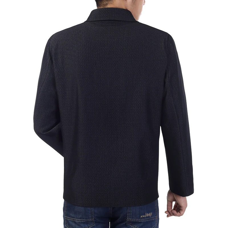 Мужские демисезонные куртки Smart casual базовое пальто с отложным воротником черная верхняя одежда для зрелых мужчин куртка на молнии спереди Китайская одежда