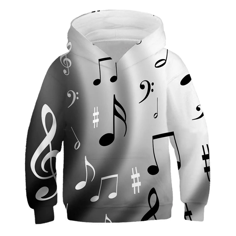 

3D Music Notetion Autumn Winter hot sale Boys Girls Clothes Cotton Hooded Sweatshirt Children's Casual Sportswear Clothing