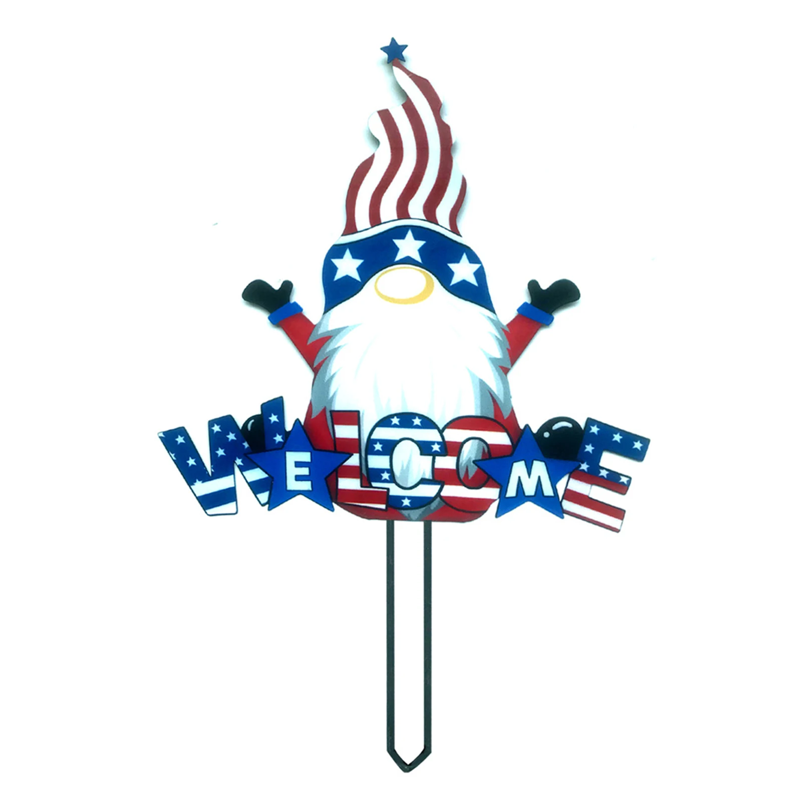 

Cute Durable Easy Install Iron Art Lawn Park Printed Garden Gnomes Ornament Indoor Outdoor Patio Festival For Yard Lightweight