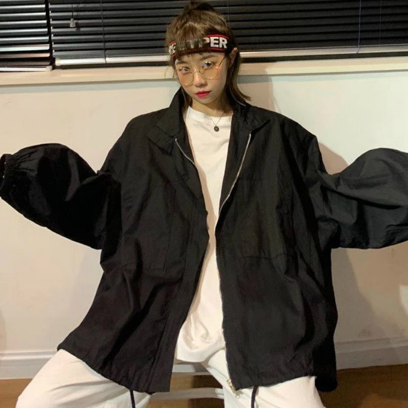 

Trench Women Oversize Loose Fashion Casual Korean Style Harajuku Windbreaker Ins All-match Womens Coats Ulzzang Spring Solid BF