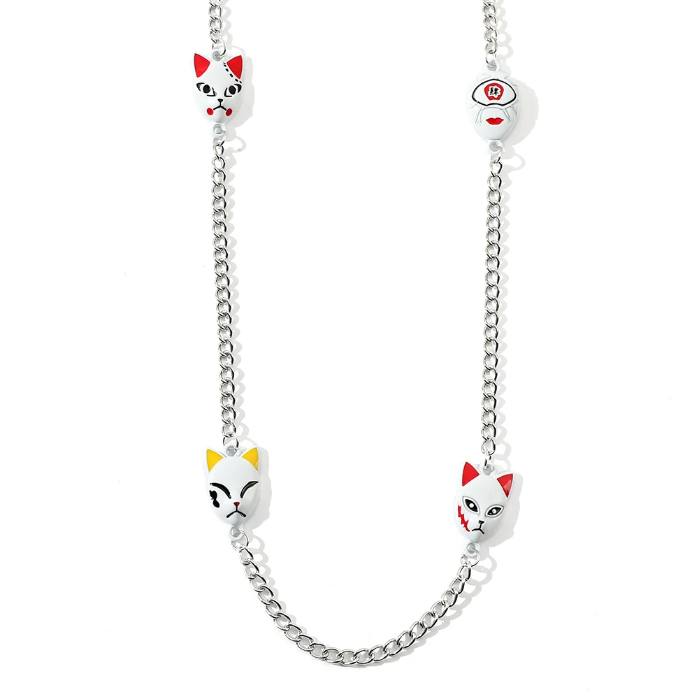 Japan Anime Demon Slayer Metal Necklace Fox Mask Neck Chain For Men Women Hip Hop Choker Film Jewelry Gift To Friends |