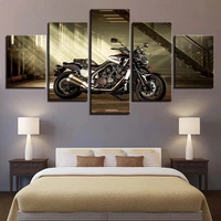 hd print canvas painting picture stick on the wall 5 panel motorcycle home decor modular picture for living room frame