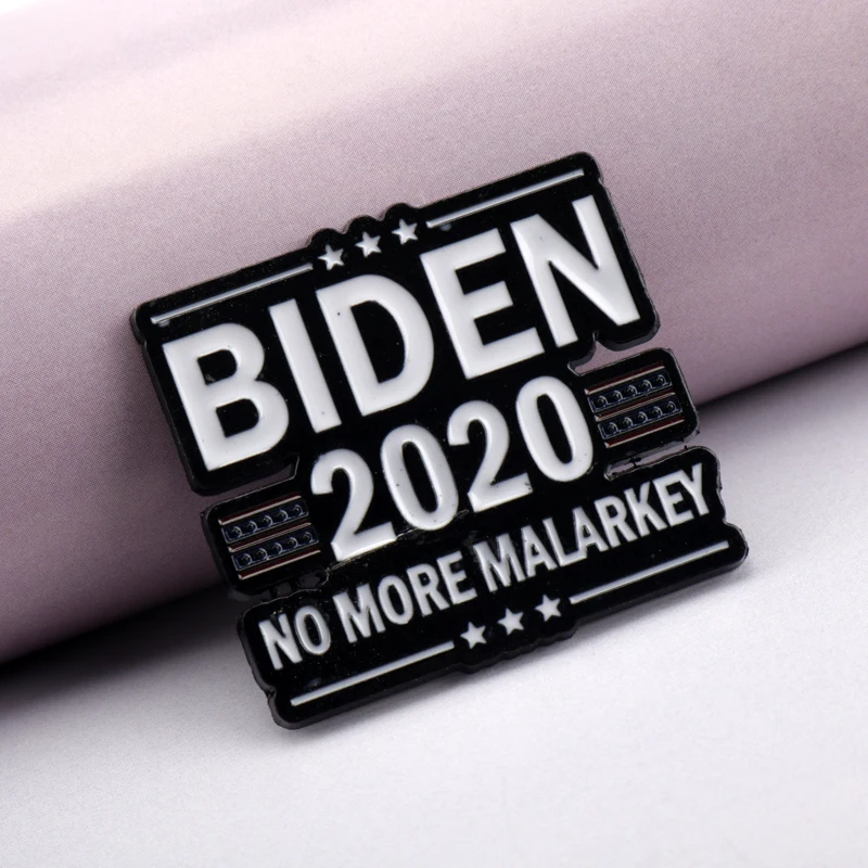 

New Fashion Badge Brooch Lettered BIDEN 2020 NO MORE MALARKEY Enamel Brooches Lapel Pin Jewelry Accessories Gift