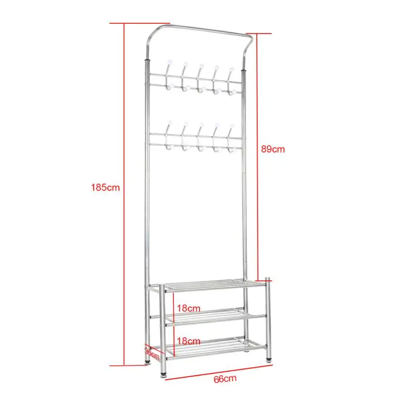 

185*66*30cm Floor Standing Clothes Hanger Coat Rack Large Capacity Wardrobe Hat Clothing Racks Shoe Storage HWC