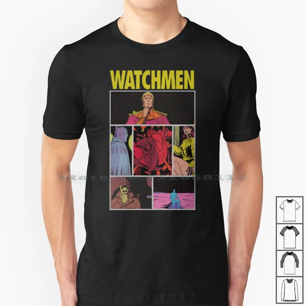 Футболка Watchmen 100% хлопок комиксы Rorschach Dr Манхэттен нит Шелковый призрак комедиан