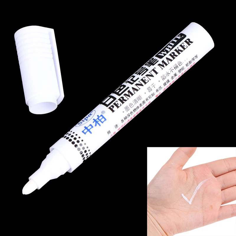 

5pcs SM389 White Marker Pen Permanent for Metal Metallic Pen Craftwork Supplies Office School Pen