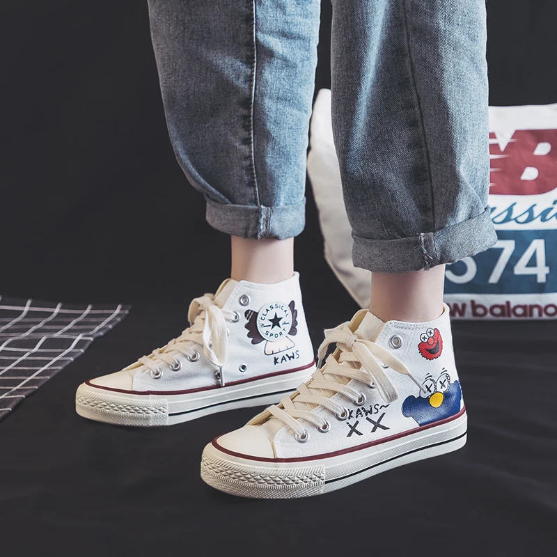 Новинка мужские кроссовки для скейтборда высокие унисекс модная парусиновая