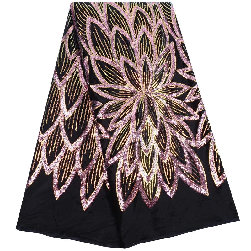 Высококачественная кружевная ткань с блестками Африканский бархат и вышивкой