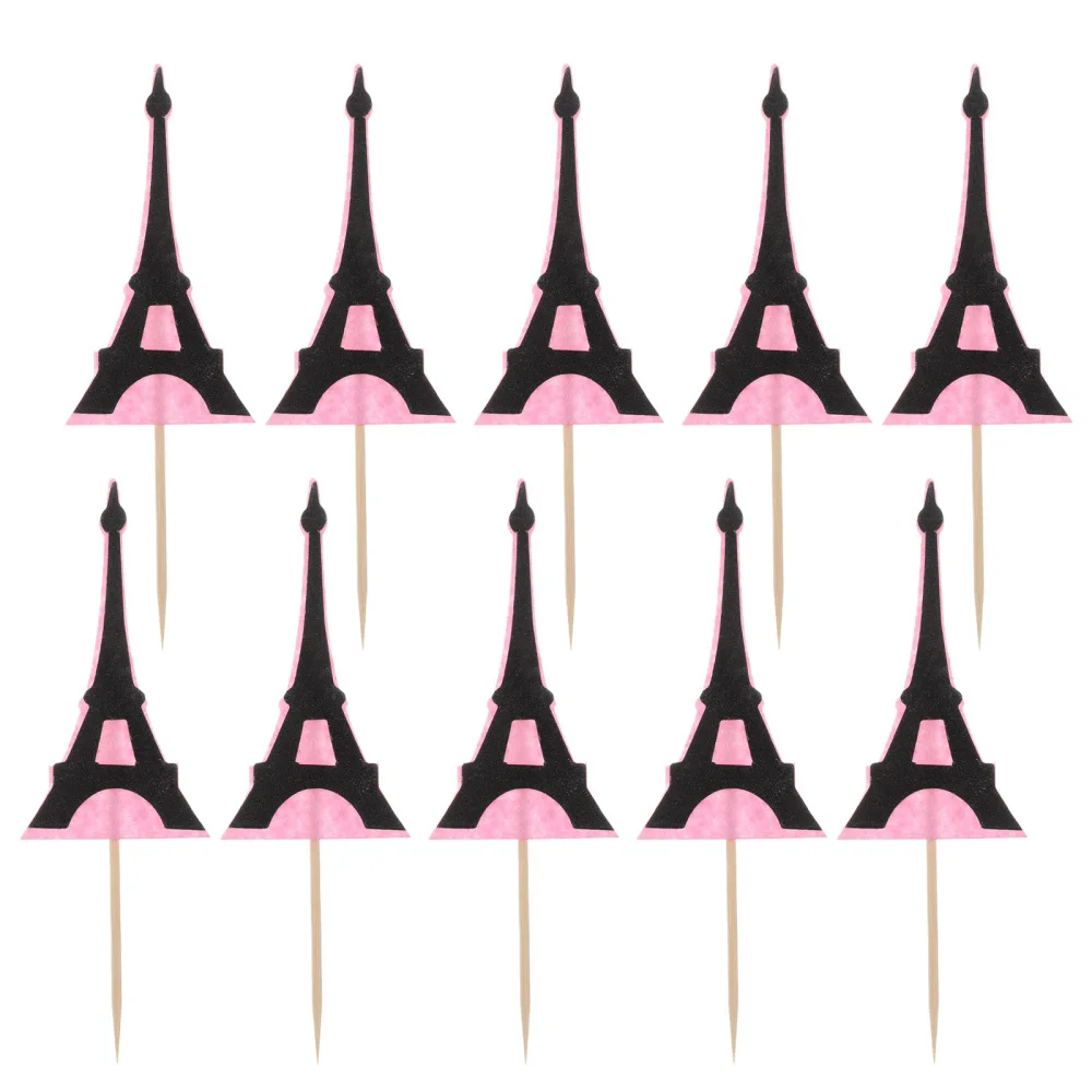 

12Pcs Creative Eiffel Tower Cupcake Toppers Birthday Cake Insert Picks Decor