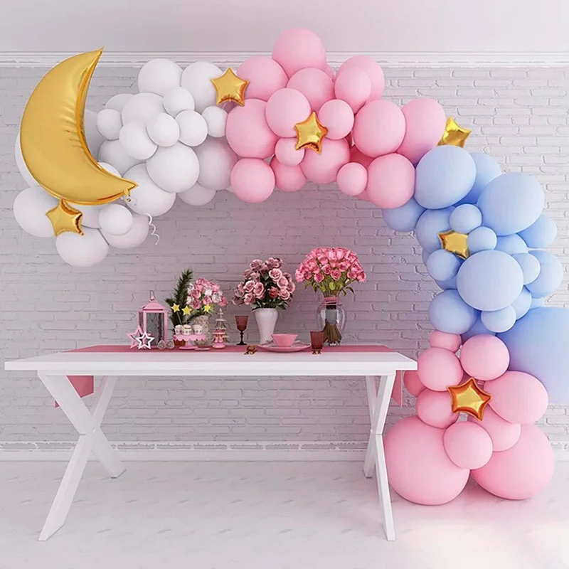 

Party Arch Balloon Set Maca Pink Blue Balloon Chain Set Birthday Party Supplies Big Moon Atmosphere Decoration Supplies