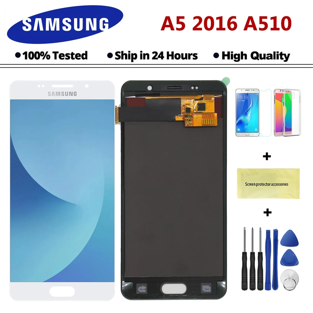 5,2 ''lcd для samsung A5 lcd дисплей A510 A510F A510M SM-A510F сенсорный экран дигитайзер lcd для samsung A5 A510 черный/белый