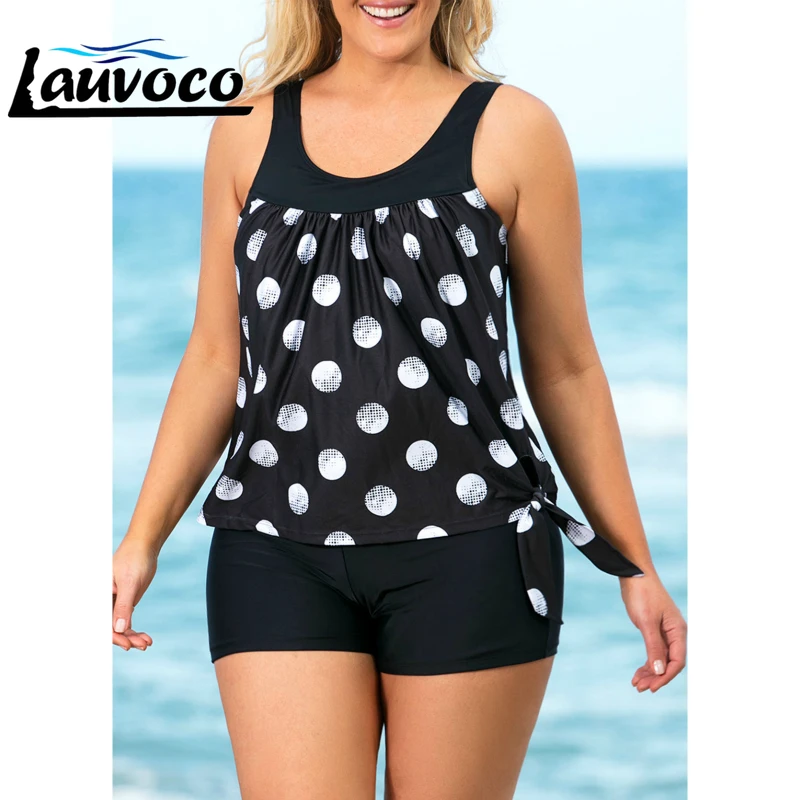 Polkadots купальник из двух частей размера плюс женский сексуальные боксеры танкини