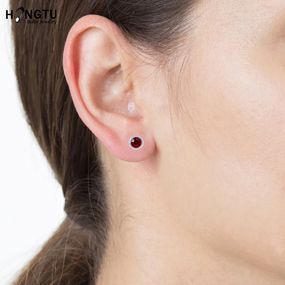 36pcs Acrylic Inlaid Zircon Stud Earrings Ear Piercing Push Back Ear Cartilage Tragus Daith Piercing Jewelry for Women Men 16G images - 6