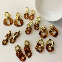 transparent acrylic chain leopard dangle earrings for women girls fashion statement geometric round acetate earrings jewelry