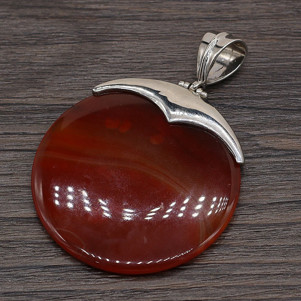 

Natural semi-precious red agate round pendant For Jewelry Making DIY Earring Necklace Accessories