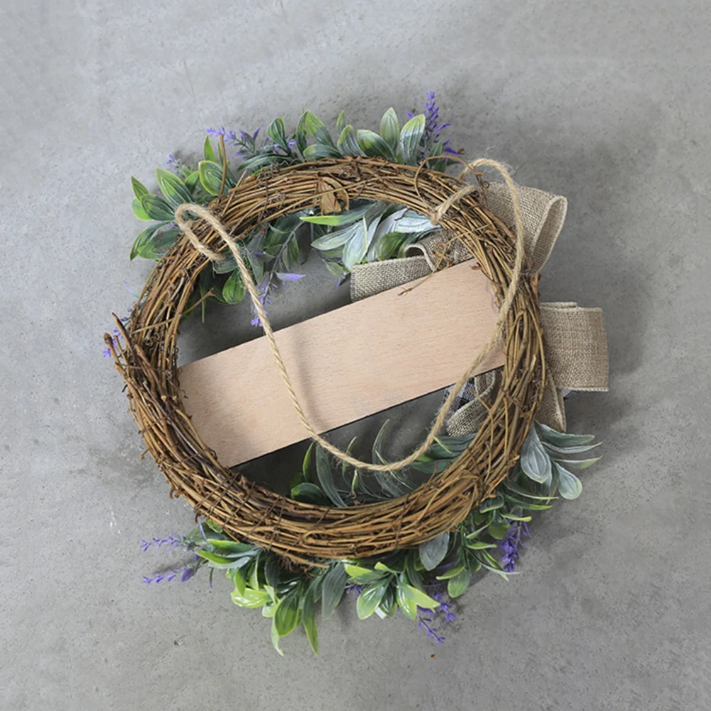 

Door Welcome Wreath Hanging Ornament Round Wooden Pendant Hello Door Decor Sign Artificial Flower Garland Home DIY Decor Garland