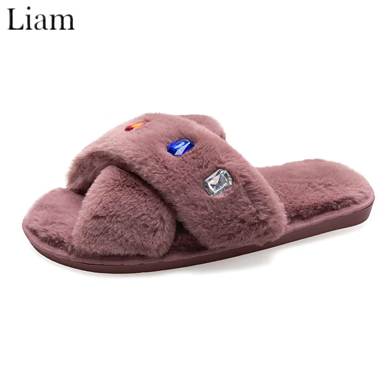 

Liam Diamond Home Slipper Women Luxury Comfortable Fluffy Slides High Quality Soft Shoes zapatos mujer
