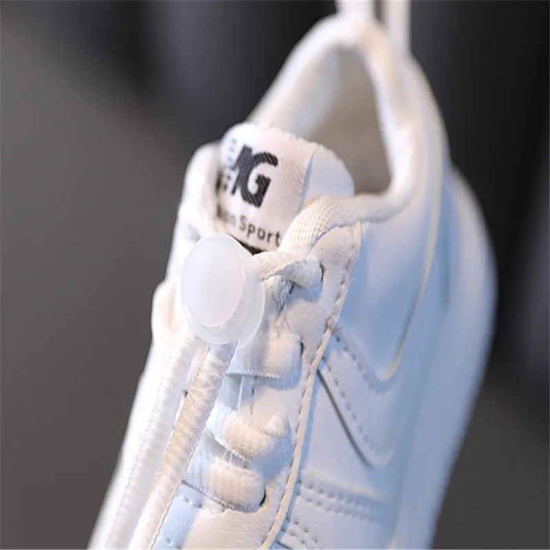 

Children Girls Sneakers Boy Casual Shoes Breathable Pu Spring And Autumn Kid Sports Shoes Child Flats White Unisex Lace-up Shoes