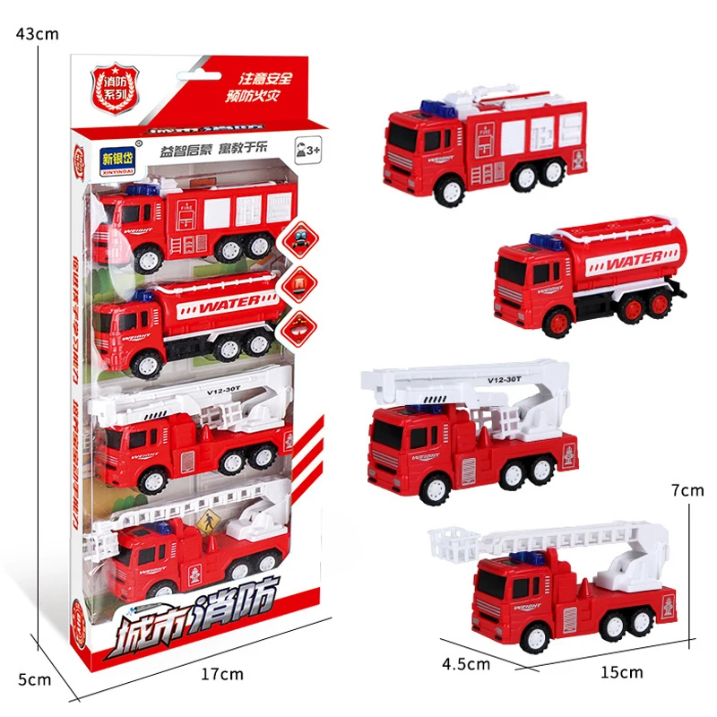 

4pcs/set Simulation Model Car Toy Engineering Sanitation Vehicle Rocket Excavator Garbage Truck Funny Toys For Kids Children