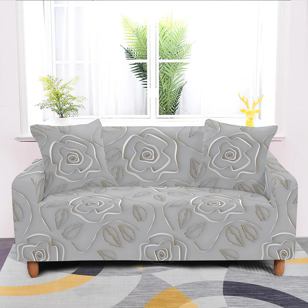 Эластичный чехол для диванов в скандинавском стиле с розами полиэстеровое