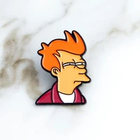high quality philip j fry fashion tv show brooch badge hard button personality stitch mens and womens clothing denim gifts1pc