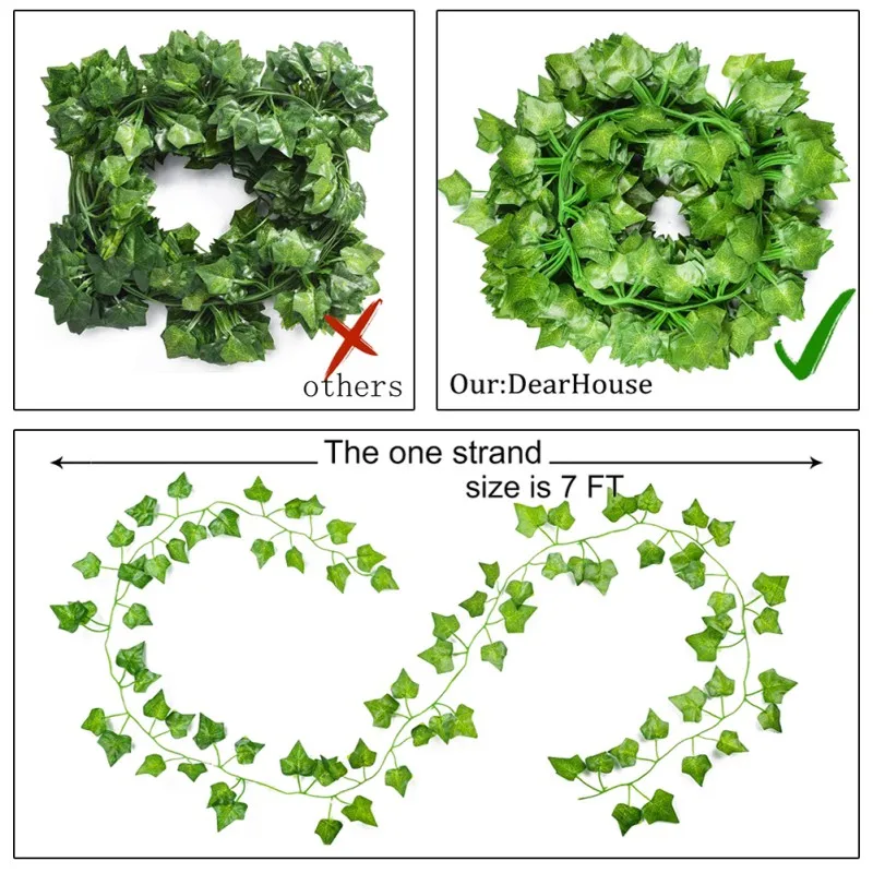 

2 Packs * 12 Strips Of Artificial Simulation Ivy Wreath False Leaf Flower Home Kitchen Garden Office Wedding Wall Decoration