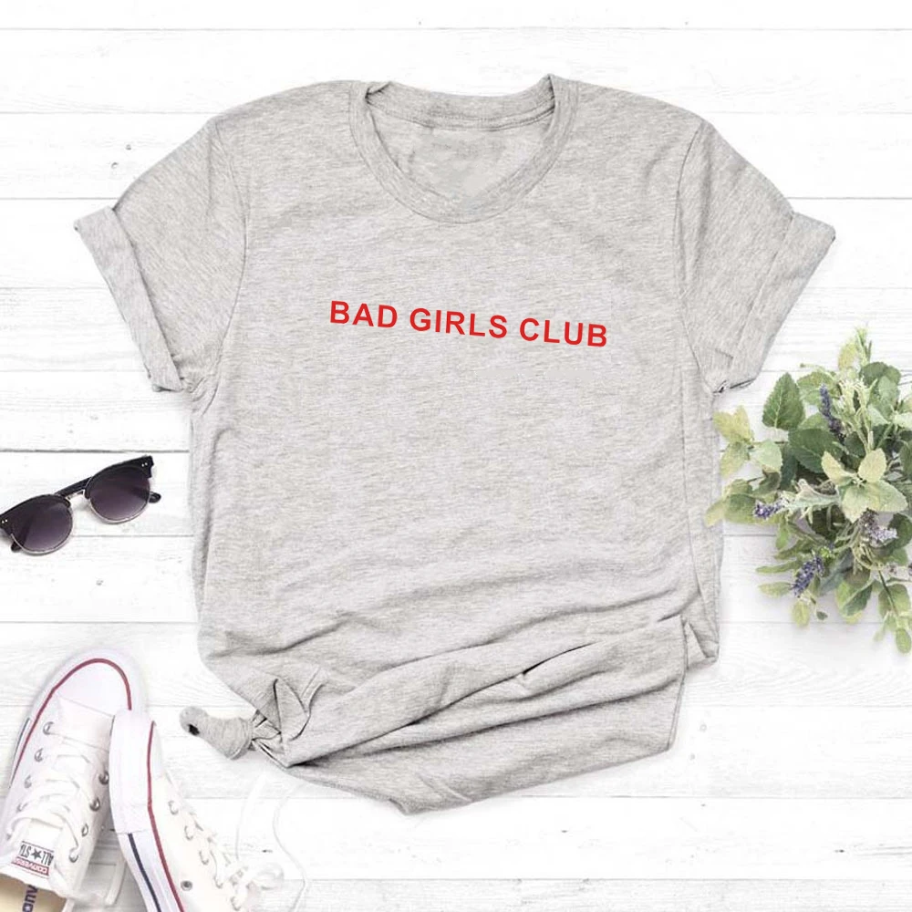 Футболка женская хлопковая с принтом и надписью BAD GIRLS|Футболки| |