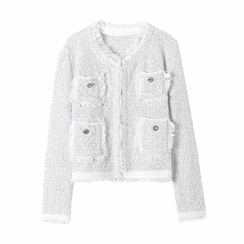 Evfer Женская мода твидовый однотонный Осенняя короткая верхняя одежда женская