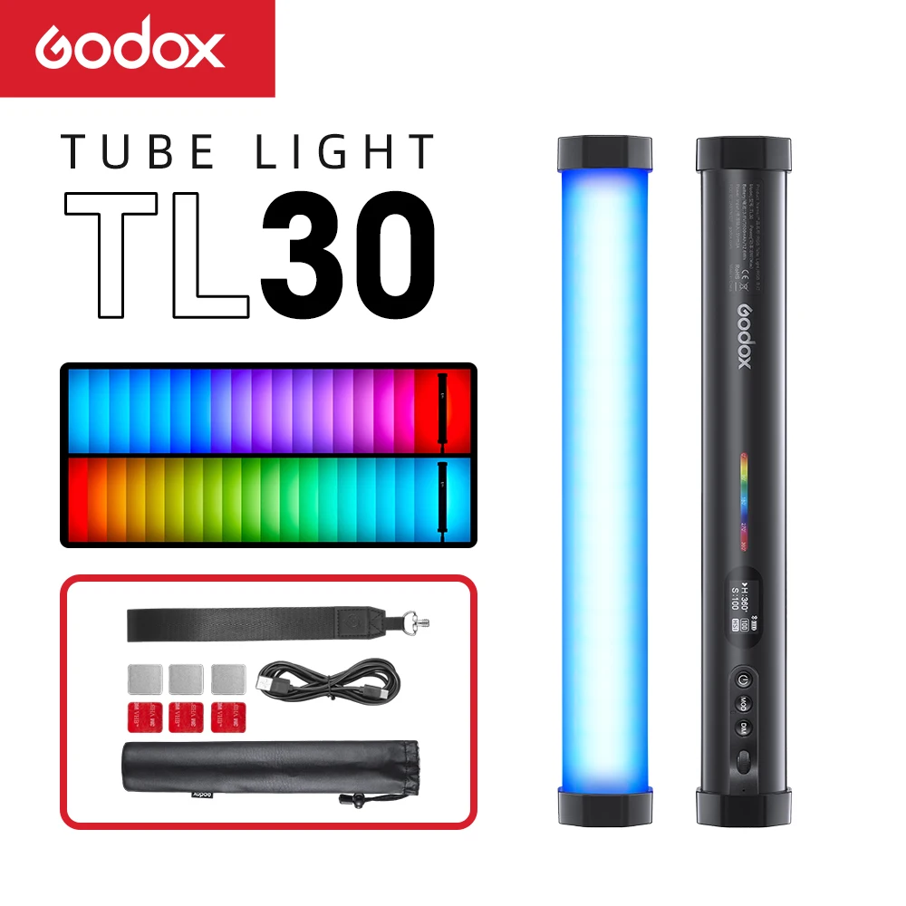 

Godox TL30 павильонная трубчатая лампа RGB светильник для фотосъемки ручная оссветильник ная палочка с дистанционным управлением через приложен...