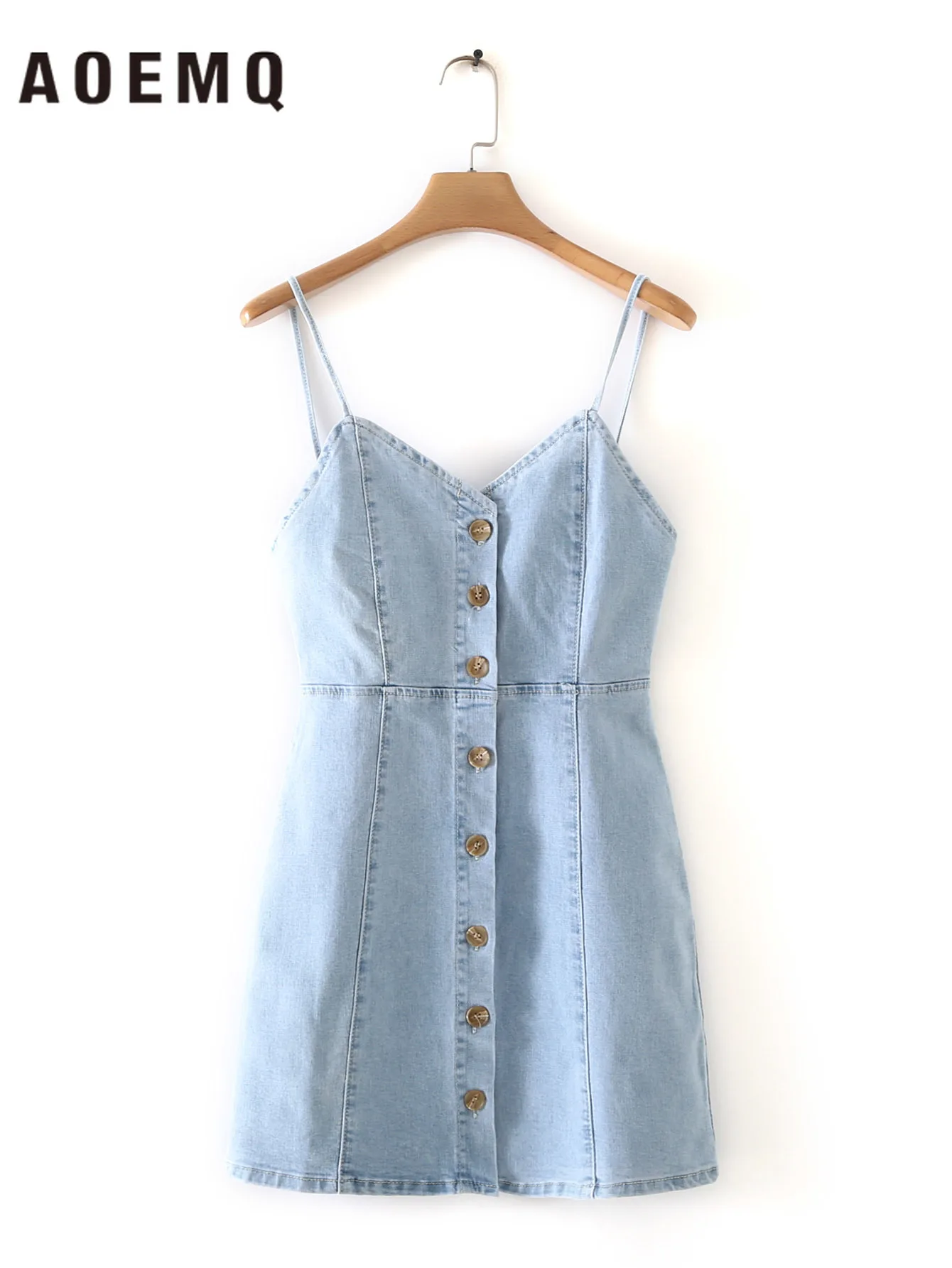 AOEMQ модные повседневные синие джинсовые платья Сексуальные вечерние без