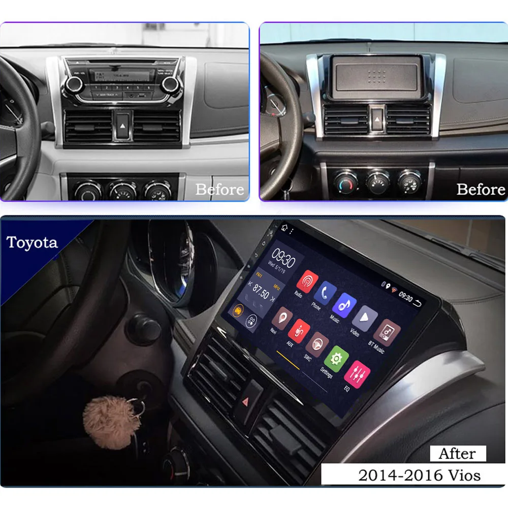 Для Toyota Vios Yaris 2013 2016 Android 2 Din 10 1 &quotАвтомобильный мультимедийный видео плеер GPS