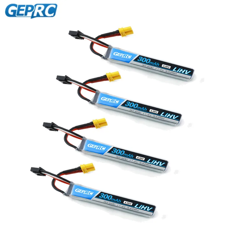 

2/4 шт GEPRC 11,4 V 300MAH 3S 30C/60C XT30 разъем Lipo батарея для радиоуправляемого дрона FPV гоночный Квадрокоптер вертолет с несколькими несущими винтами, Му...